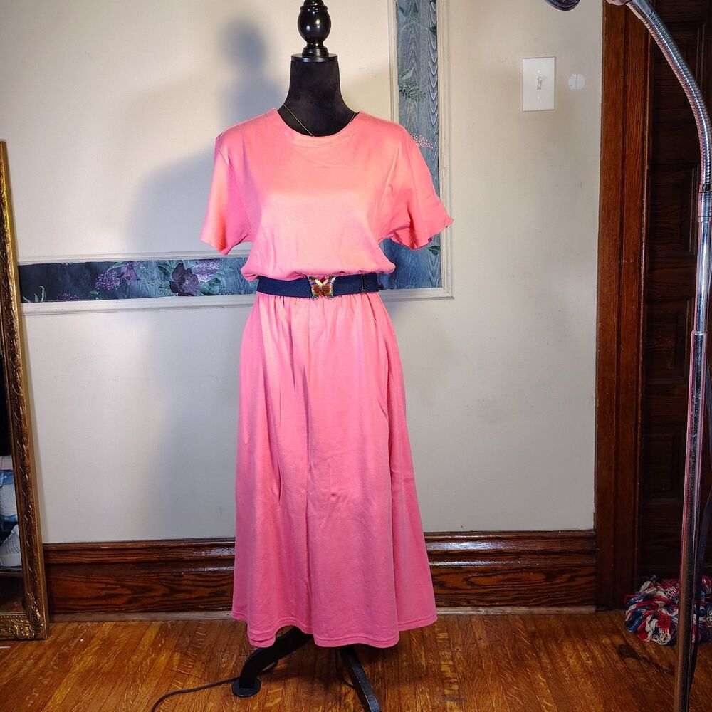 VTG 90s 100% Cotton Pink Teacher Dress/T191